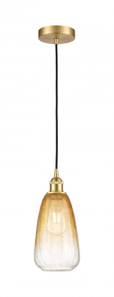 Brookhaven Almond - 1 Light - 6 inch - Satin Gold - Cord hung - Mini Pendant