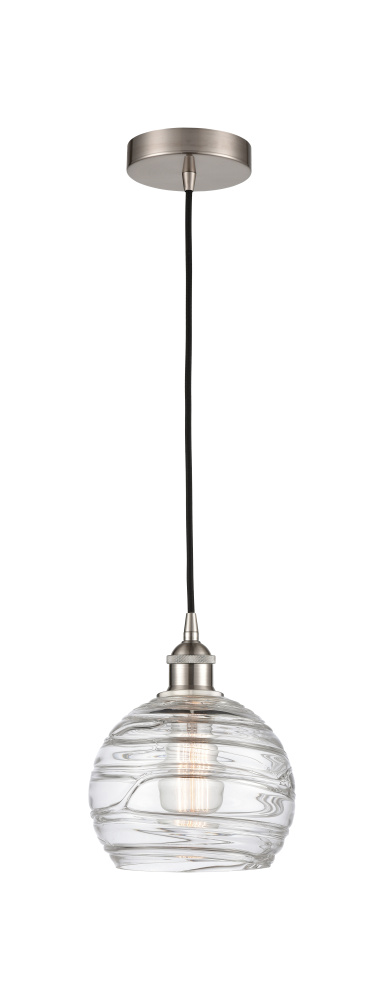Athens Deco Swirl - 1 Light - 8 inch - Brushed Satin Nickel - Cord hung - Mini Pendant