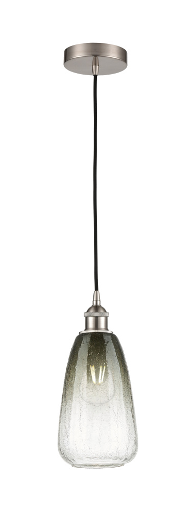 Brookhaven Almond - 1 Light - 6 inch - Brushed Satin Nickel - Cord hung - Mini Pendant