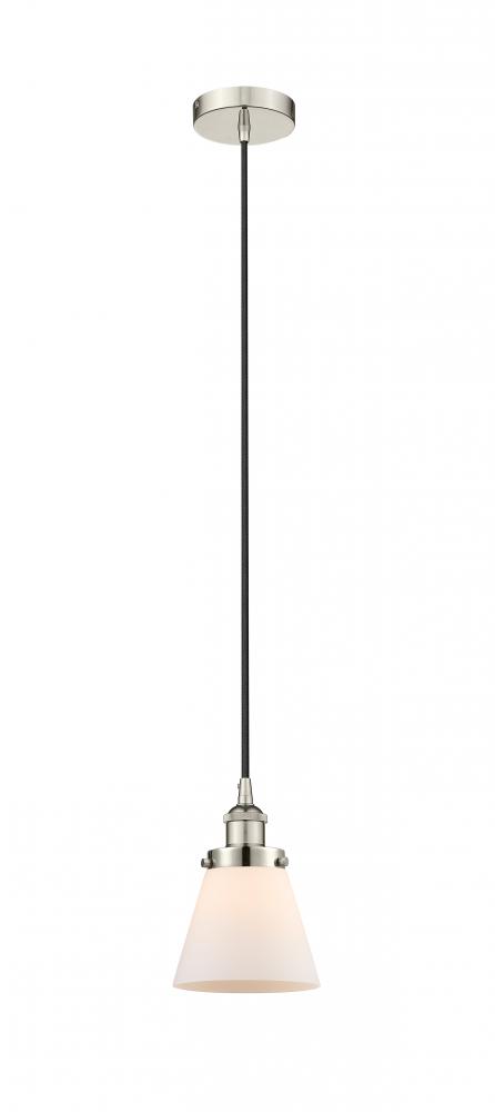 Cone - 1 Light - 6 inch - Polished Nickel - Cord hung - Mini Pendant