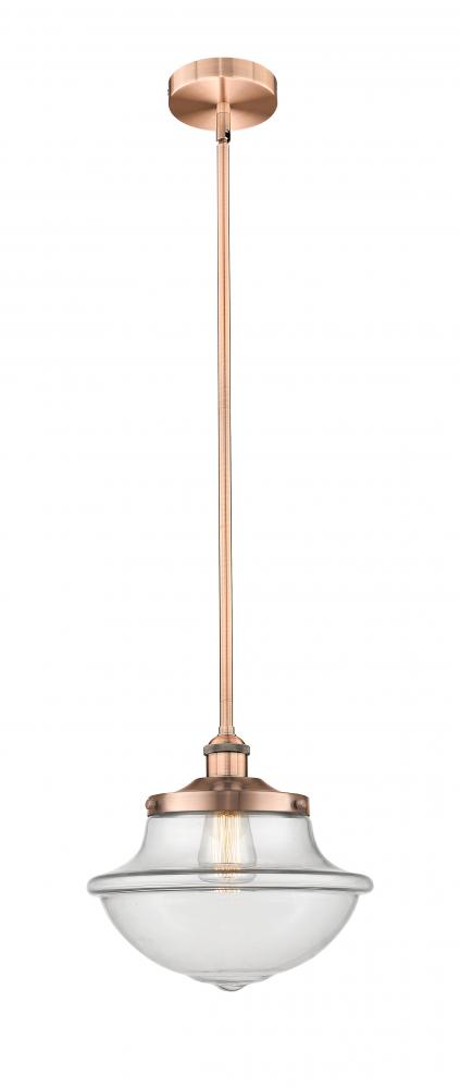 Oxford - 1 Light - 12 inch - Antique Copper - Stem hung - Mini Pendant