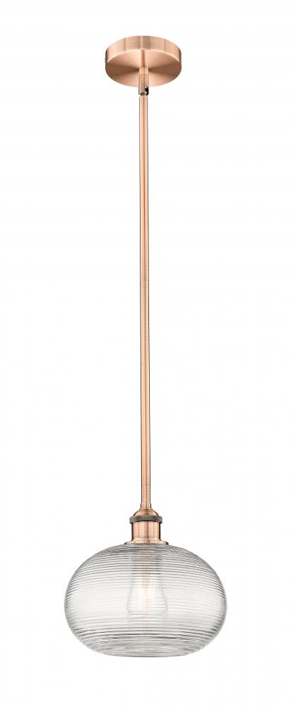 Ithaca - 1 Light - 10 inch - Antique Copper - Cord hung - Mini Pendant