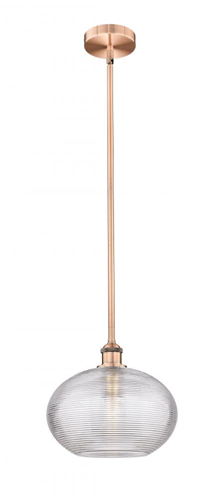 Ithaca - 1 Light - 12 inch - Antique Copper - Stem hung - Mini Pendant