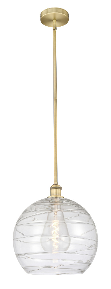 Athens Deco Swirl - 1 Light - 14 inch - Brushed Brass - Stem hung - Mini Pendant