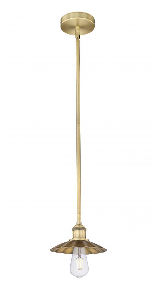 Scallop - 1 Light - 8 inch - Brushed Brass - Stem Hung - Mini Pendant