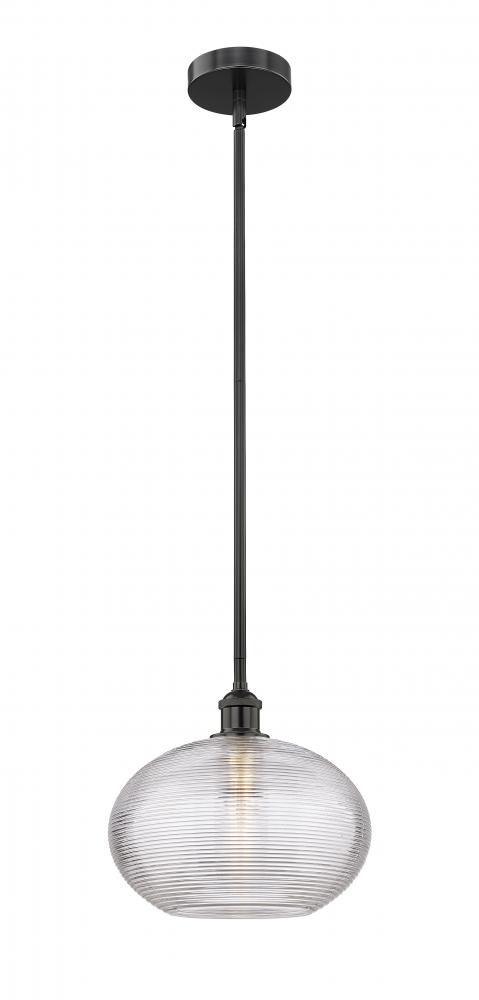 Ithaca - 1 Light - 12 inch - Matte Black - Stem hung - Mini Pendant