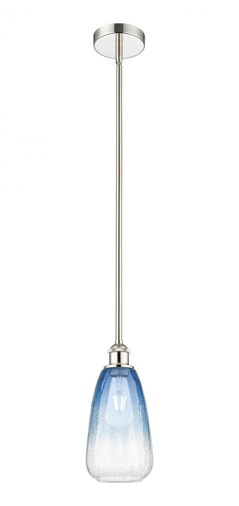 Brookhaven Almond - 1 Light - 6 inch - Polished Nickel - Stem hung - Mini Pendant