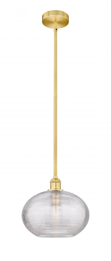 Ithaca - 1 Light - 12 inch - Satin Gold - Stem hung - Mini Pendant