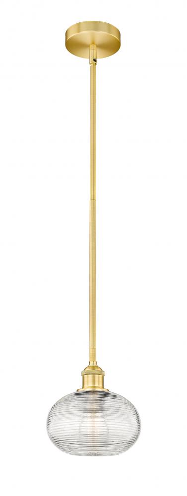 Ithaca - 1 Light - 8 inch - Satin Gold - Stem hung - Mini Pendant