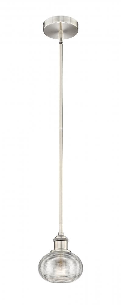 Ithaca - 1 Light - 6 inch - Brushed Satin Nickel - Stem hung - Mini Pendant