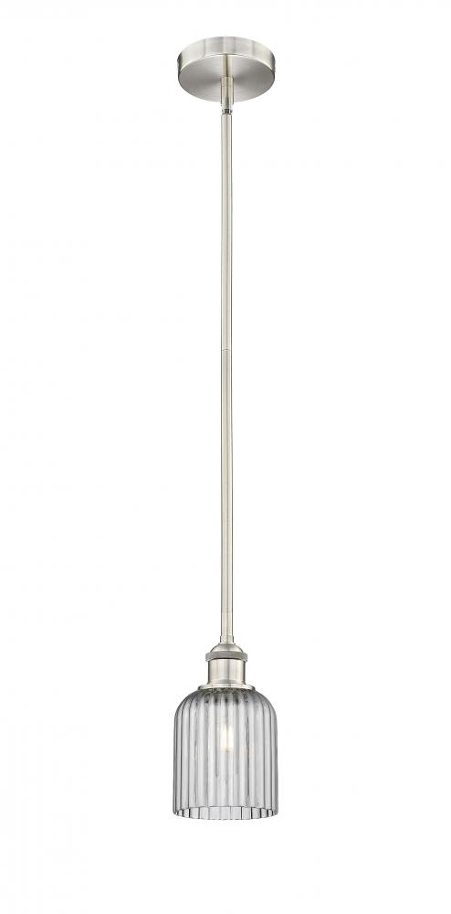 Bridal Veil - 1 Light - 5 inch - Brushed Satin Nickel - Stem hung - Mini Pendant