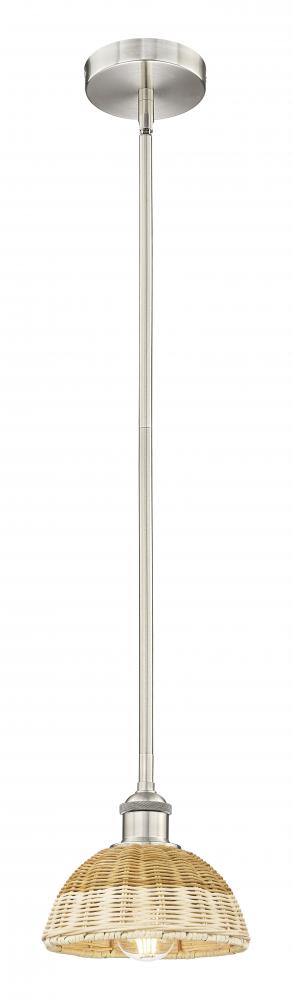 Bristol Natural II - 1 Light - 8 inch - Brushed Satin Nickel - Stem hung - Mini Pendant