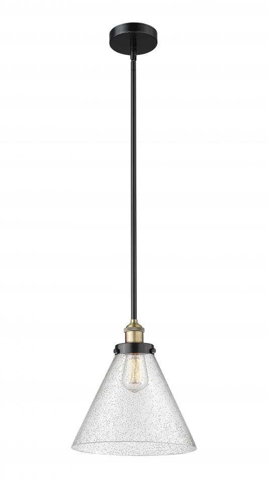 Cone - 1 Light - 12 inch - Black Antique Brass - Stem hung - Mini Pendant