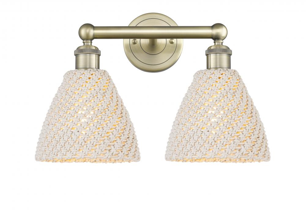 Bristol Natural - 2 Light - 17 inch - Antique Brass - Bath Vanity Light