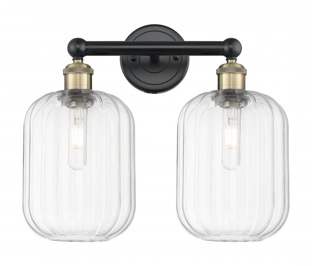 Preston Cylinder - 2 Light - 16 inch - Black Antique Brass - Bath Vanity Light