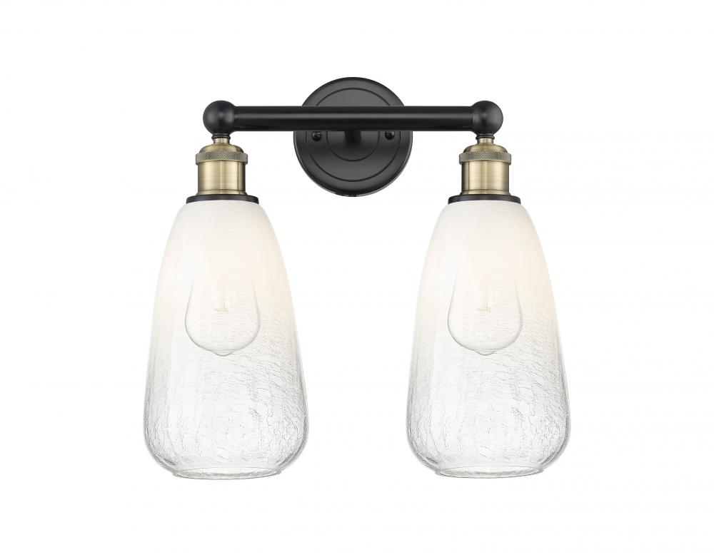Brookhaven Almond - 2 Light - 15 inch - Black Antique Brass - Bath Vanity Light