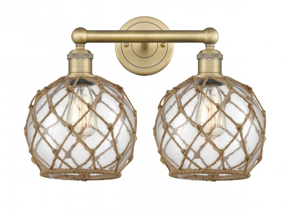 Farmhouse Rope - 2 Light - 17 inch - Brushed Brass - Bath Vanity Light
