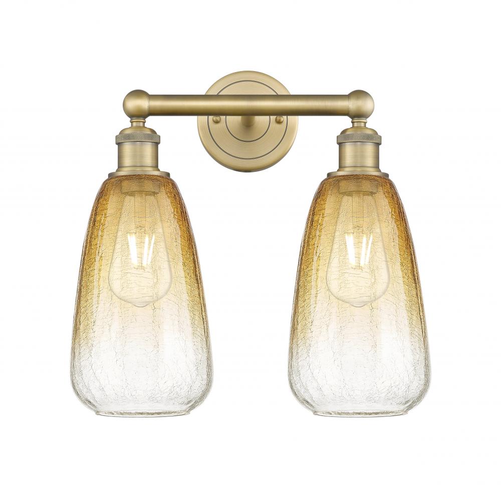 Brookhaven Almond - 2 Light - 15 inch - Brushed Brass - Bath Vanity Light