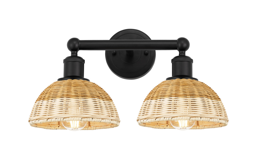 Bristol Natural II - 2 Light - 17 inch - Matte Black - Bath Vanity Light