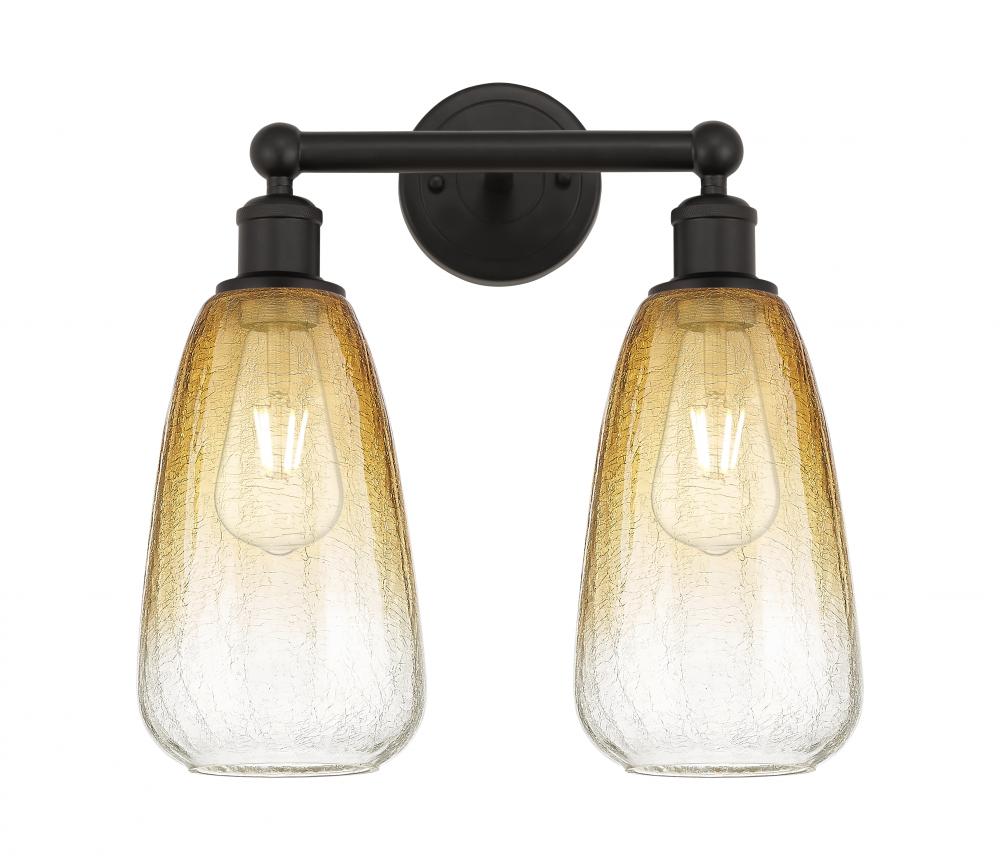 Brookhaven Almond - 2 Light - 15 inch - Oil Rubbed Bronze - Bath Vanity Light