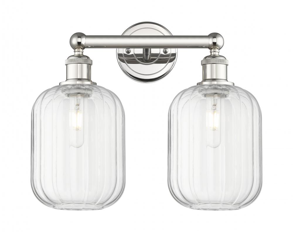 Preston Cylinder - 2 Light - 16 inch - Polished Nickel - Bath Vanity Light