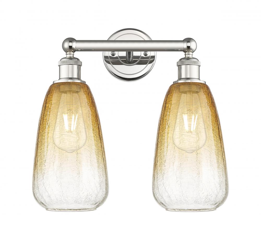 Brookhaven Almond - 2 Light - 15 inch - Polished Nickel - Bath Vanity Light