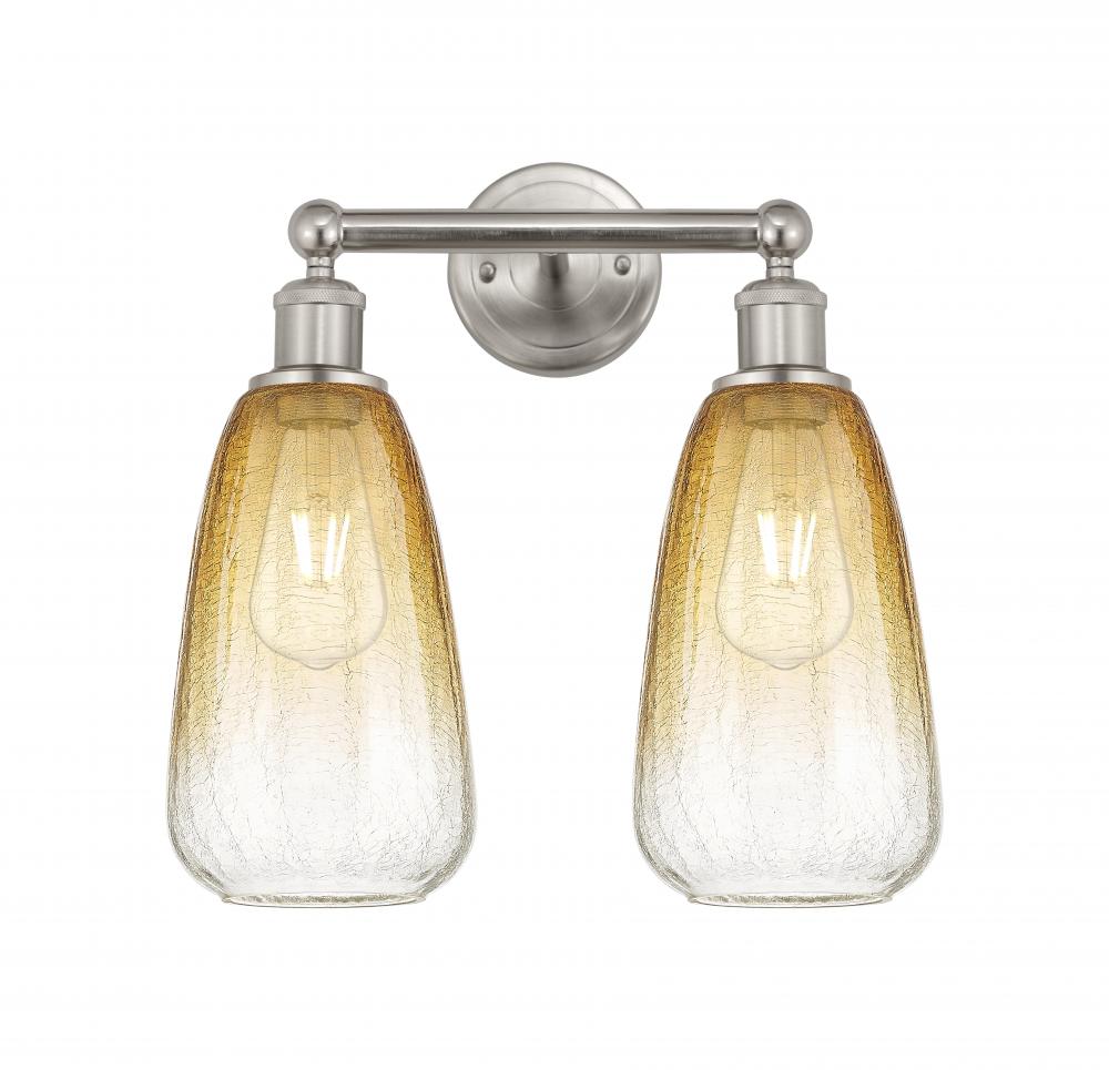 Brookhaven Almond - 2 Light - 15 inch - Brushed Satin Nickel - Bath Vanity Light