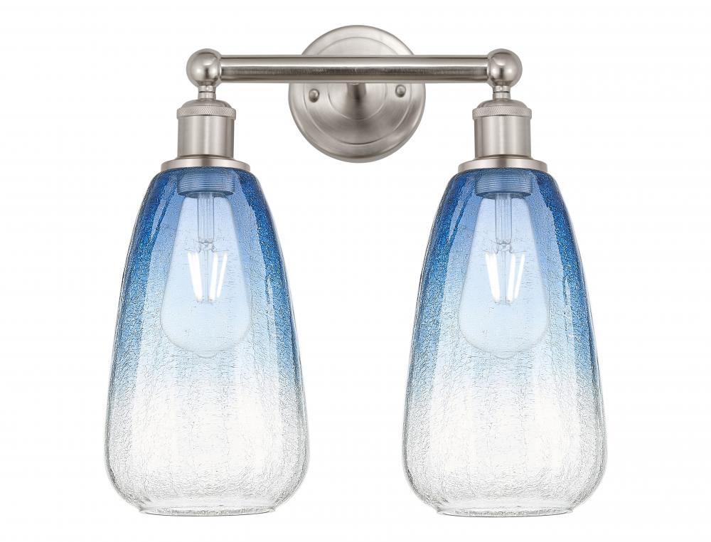 Brookhaven Almond - 2 Light - 15 inch - Brushed Satin Nickel - Bath Vanity Light