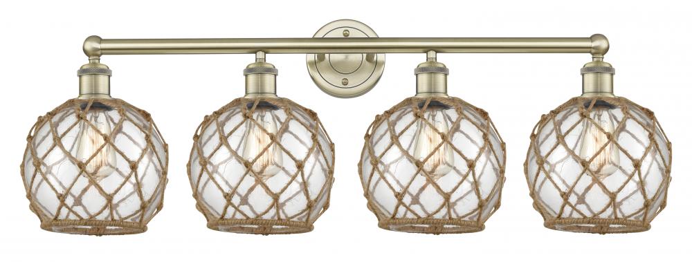 Farmhouse Rope - 4 Light - 35 inch - Antique Brass - Bath Vanity Light