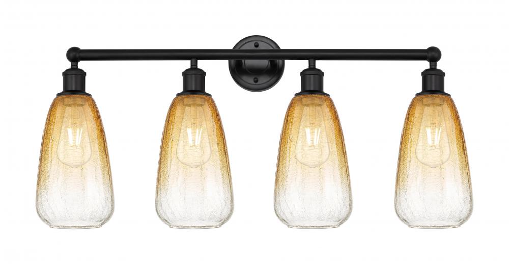 Brookhaven Almond - 4 Light - 33 inch - Matte Black - Bath Vanity Light