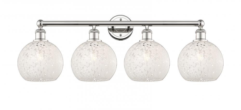 White Mouchette - 4 Light - 35 inch - Polished Nickel - Bath Vanity Light