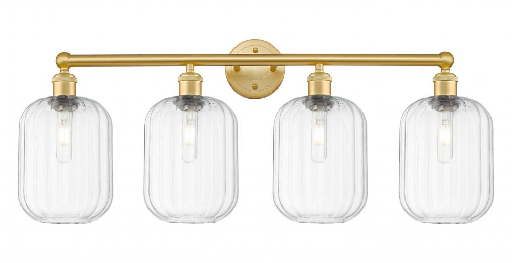 Preston Cylinder - 4 Light - 34 inch - Satin Gold - Bath Vanity Light