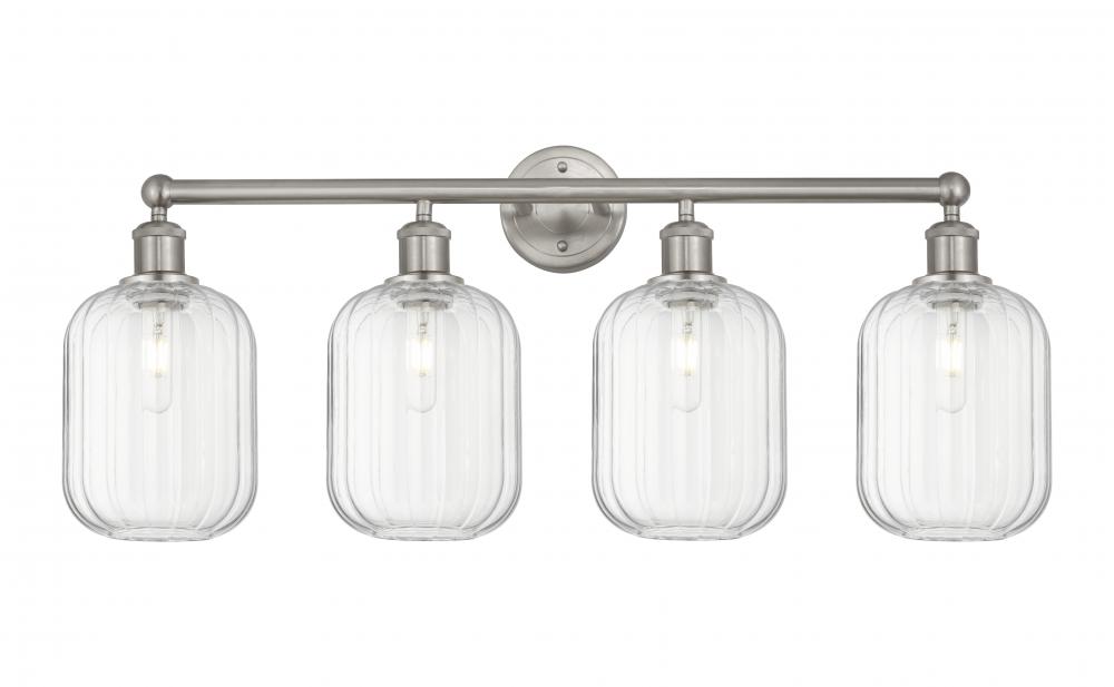 Preston Cylinder - 4 Light - 34 inch - Brushed Satin Nickel - Bath Vanity Light