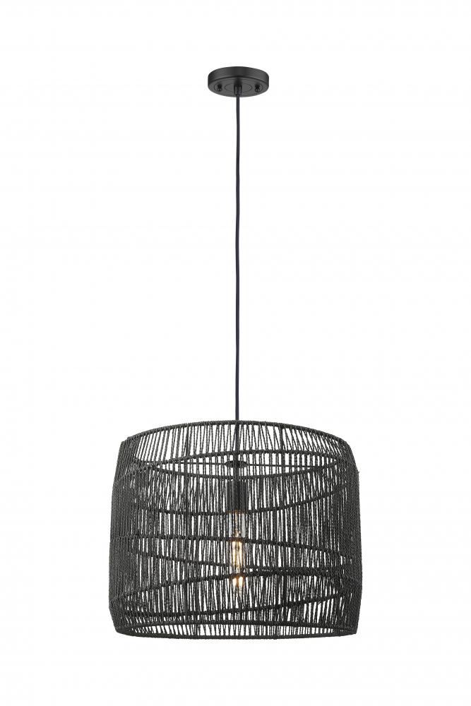 Elwood - 1 Light - 18 inch - Matte Black Elwood Rope - Cord hung - Pendant