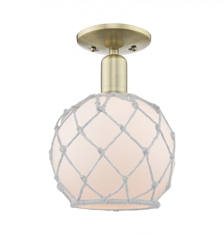 Farmhouse Rope - 1 Light - 8 inch - Antique Brass - Semi-Flush Mount