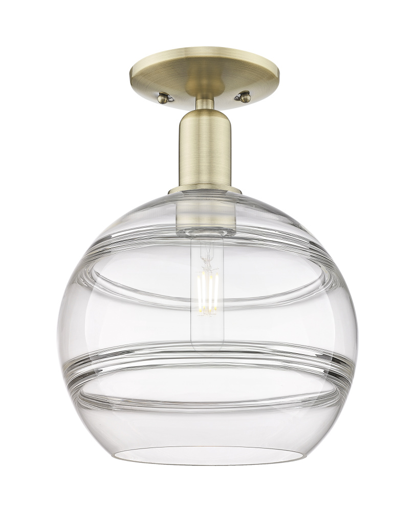 Rochester - 1 Light - 10 inch - Antique Brass - Semi-Flush Mount