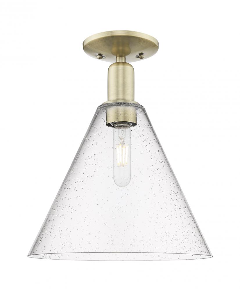 Berkshire Glass - 1 Light - 12 inch - Antique Brass - Semi-Flush Mount