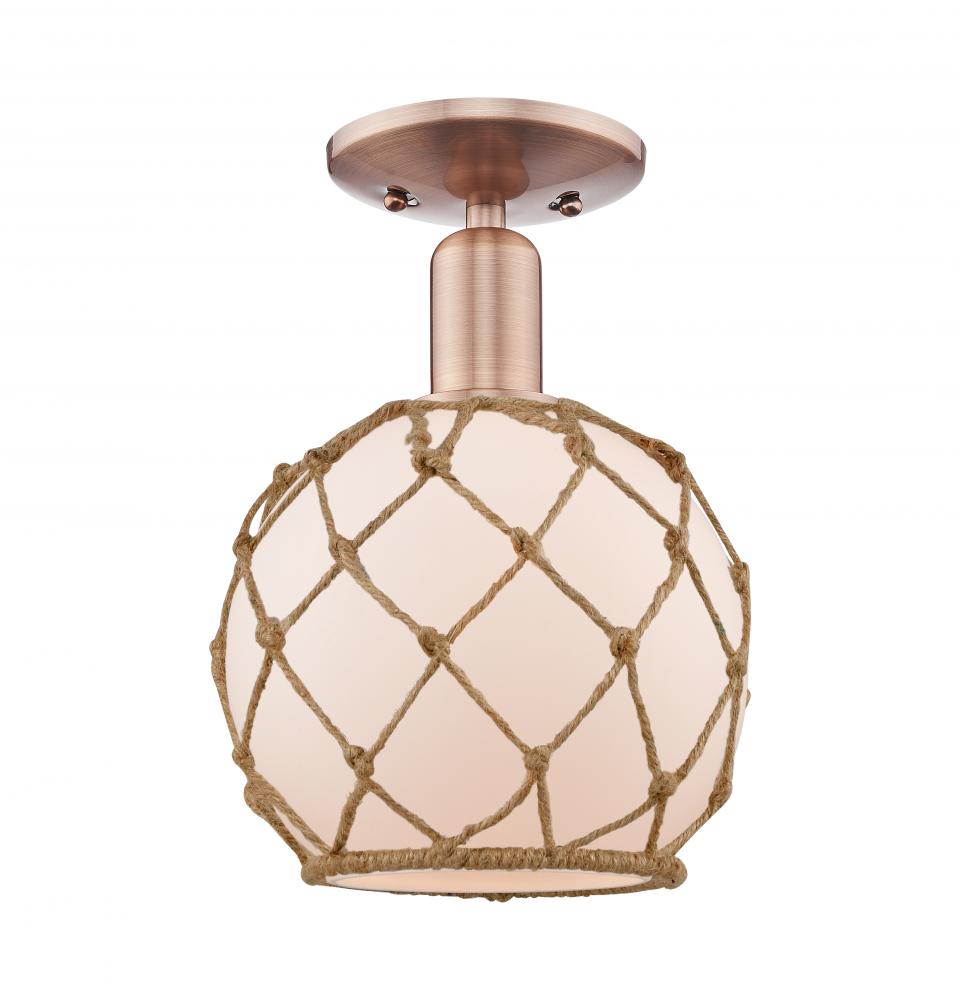 Farmhouse Rope - 1 Light - 8 inch - Antique Copper - Semi-Flush Mount