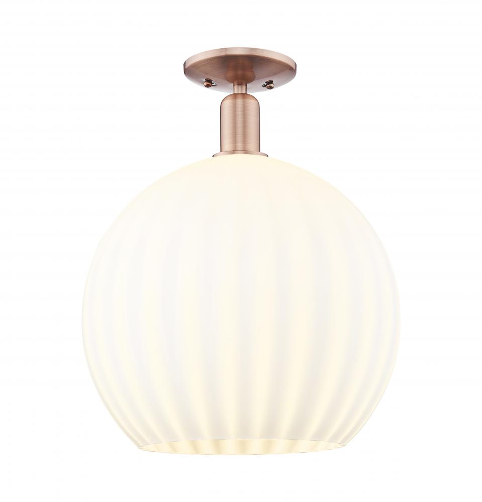 White Venetian - 1 Light - 14 inch - Antique Copper - Semi-Flush Mount