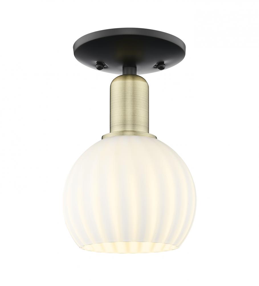White Venetian - 1 Light - 6 inch - Black Antique Brass - Semi-Flush Mount