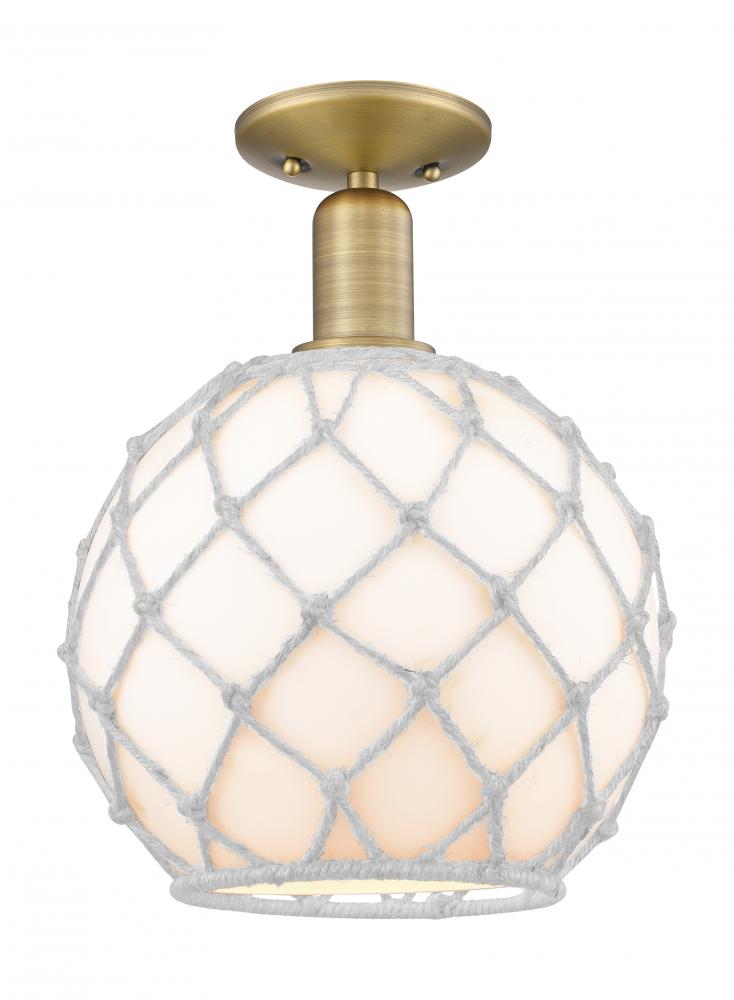 Farmhouse Rope - 1 Light - 10 inch - Brushed Brass - Semi-Flush Mount