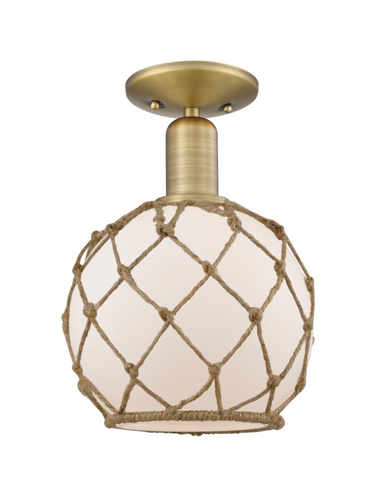 Farmhouse Rope - 1 Light - 8 inch - Brushed Brass - Semi-Flush Mount