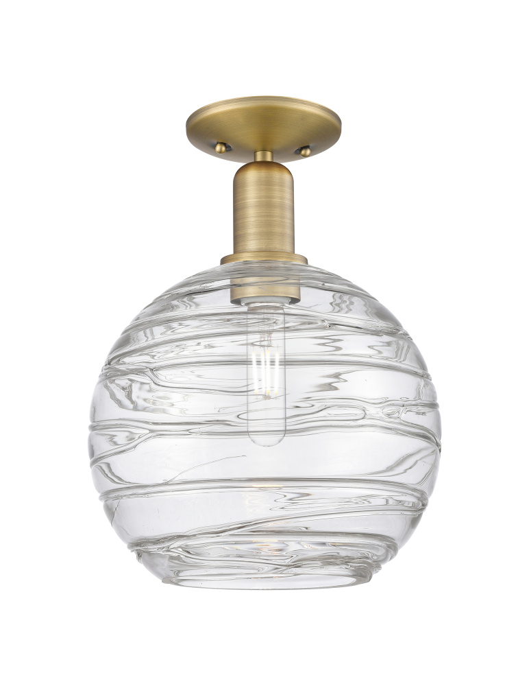 Athens Deco Swirl - 1 Light - 10 inch - Brushed Brass - Semi-Flush Mount