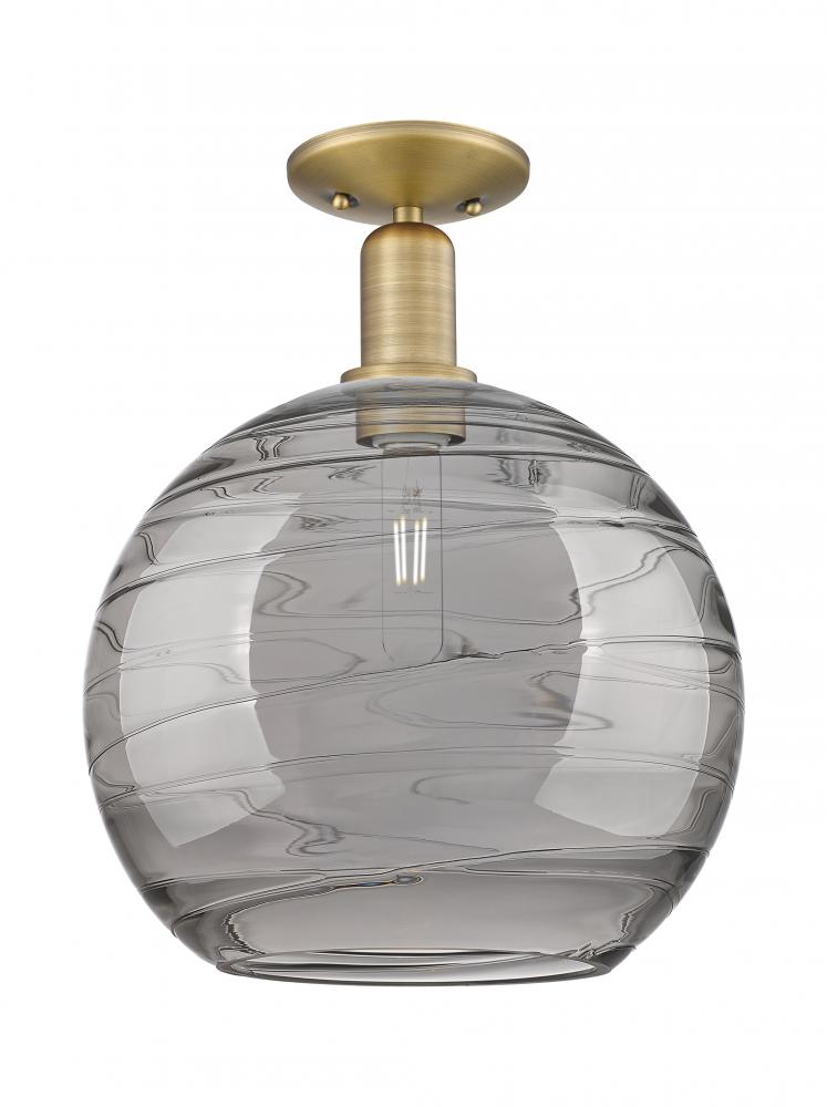 Athens Deco Swirl - 1 Light - 12 inch - Brushed Brass - Semi-Flush Mount