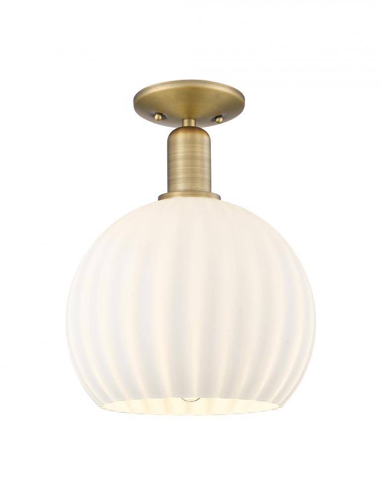 White Venetian - 1 Light - 10 inch - Brushed Brass - Semi-Flush Mount