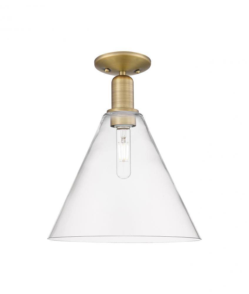 Berkshire Glass - 1 Light - 12 inch - Brushed Brass - Semi-Flush Mount