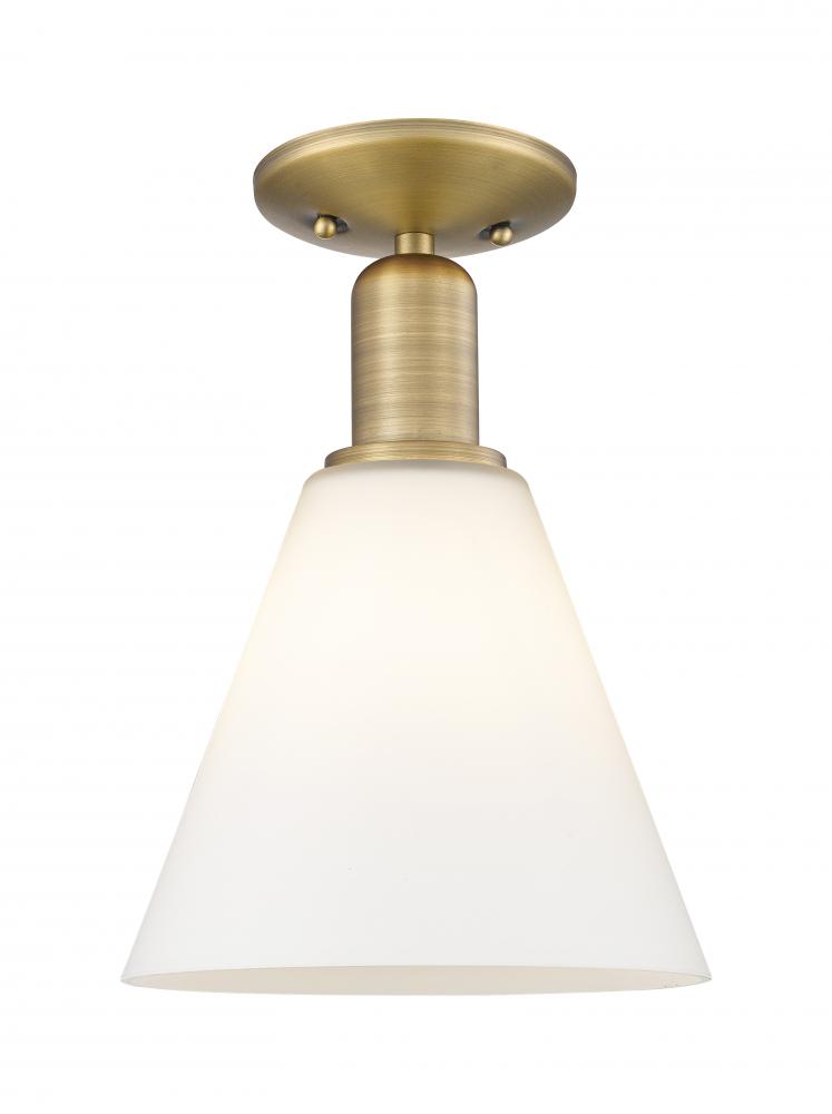Berkshire Glass - 1 Light - 8 inch - Brushed Brass - Semi-Flush Mount