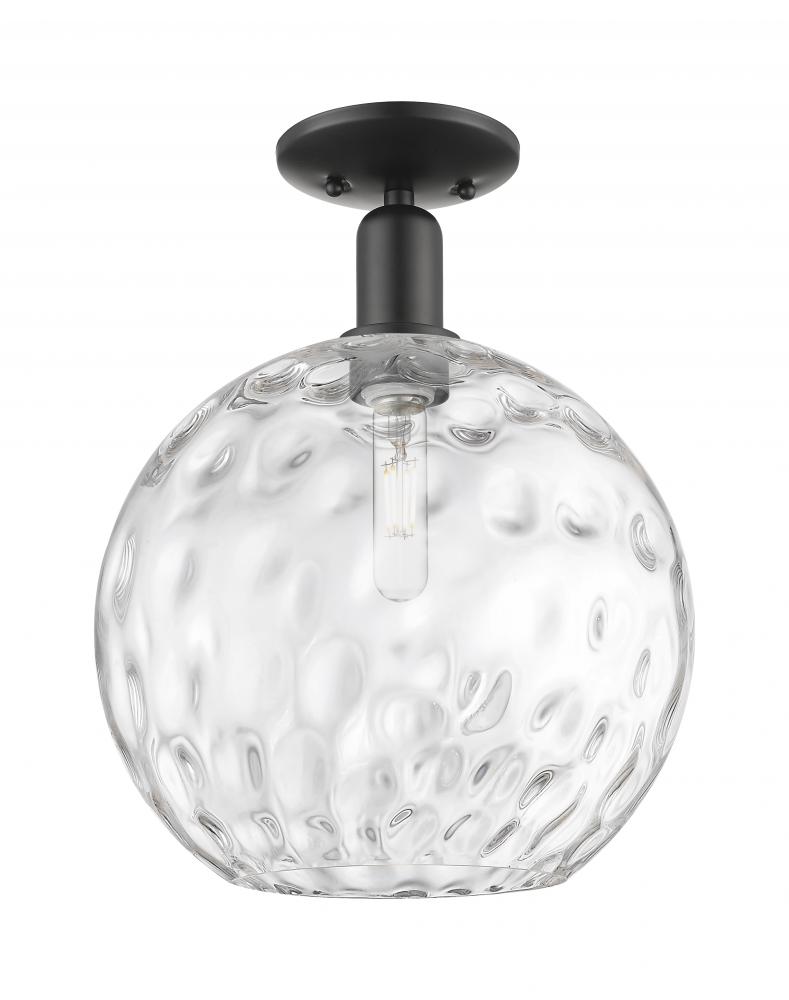 Athens Water Glass - 1 Light - 12 inch - Matte Black - Semi-Flush Mount