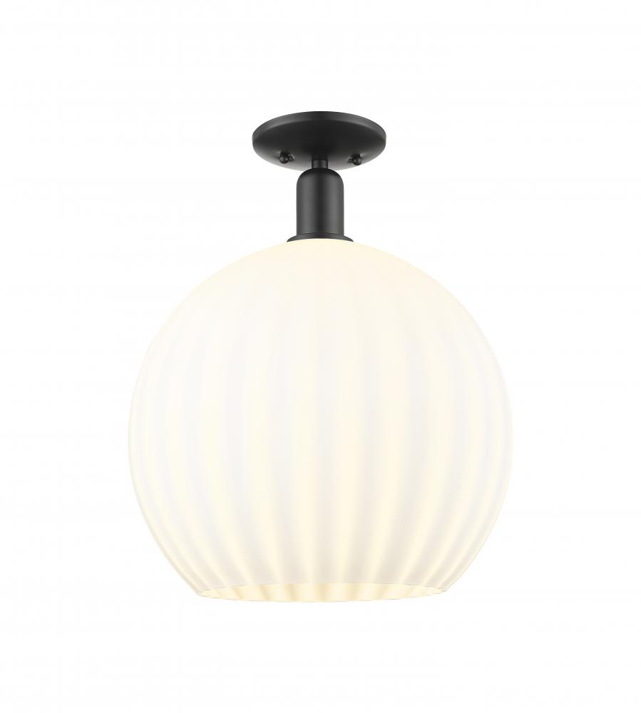 White Venetian - 1 Light - 14 inch - Matte Black - Semi-Flush Mount