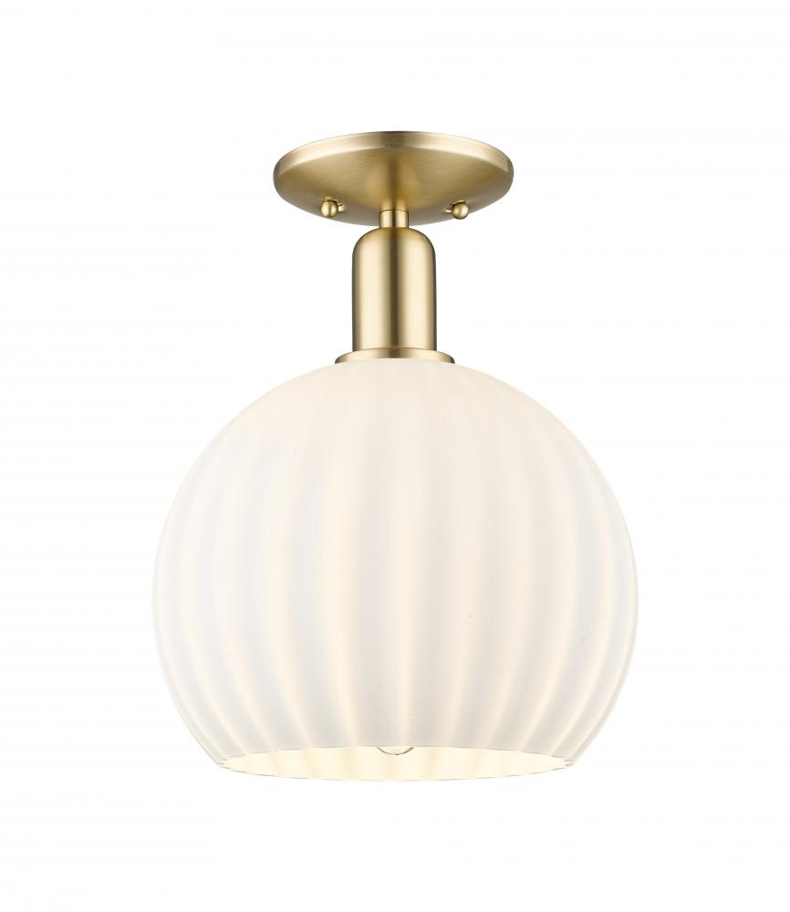 White Venetian - 1 Light - 10 inch - Champagne Bronze - Semi-Flush Mount